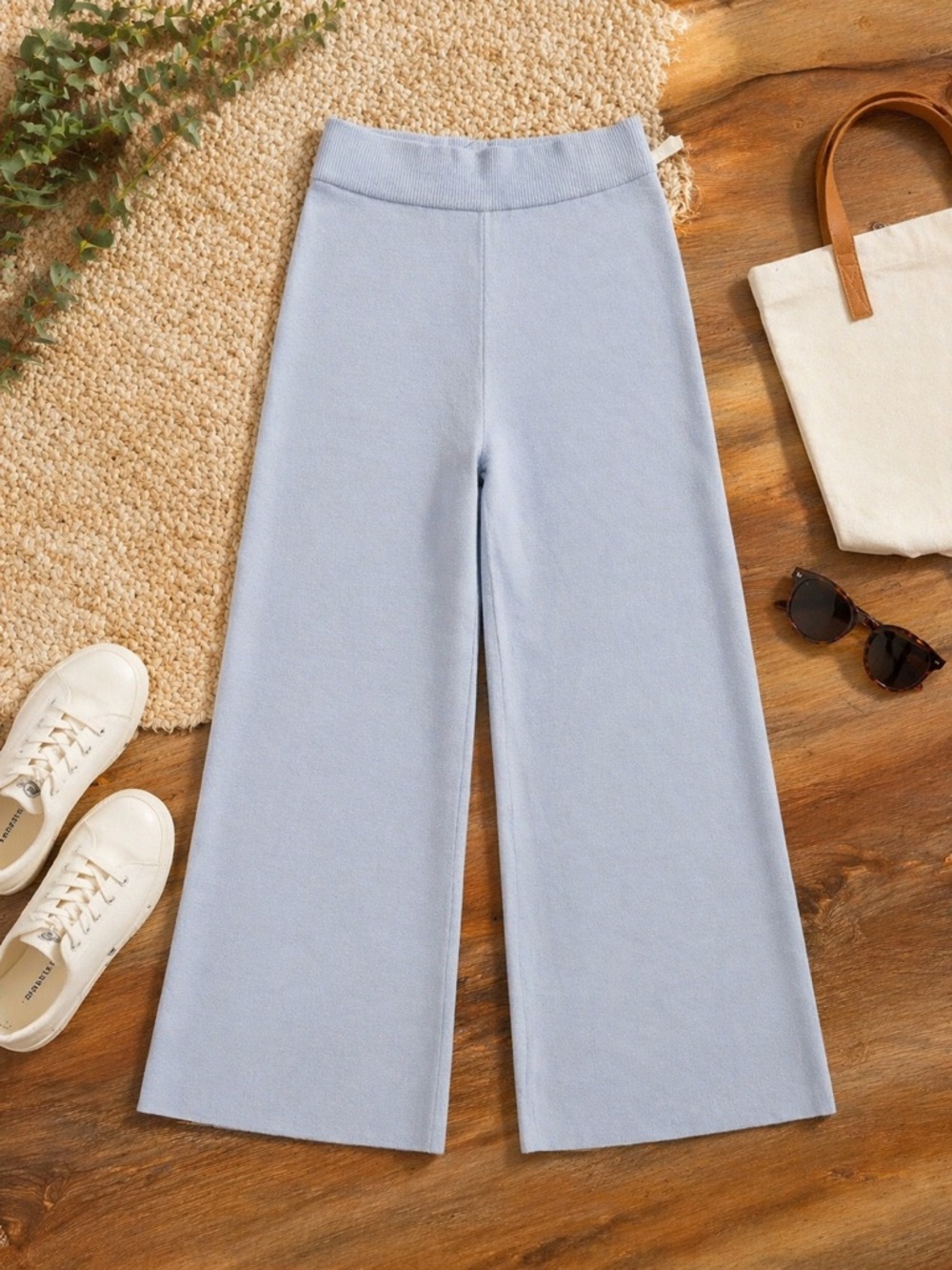 Sincerely Jules Matching Set Small Lounge Wide Leg High Waist Knit Travel Outfit - Picture 3 of 4